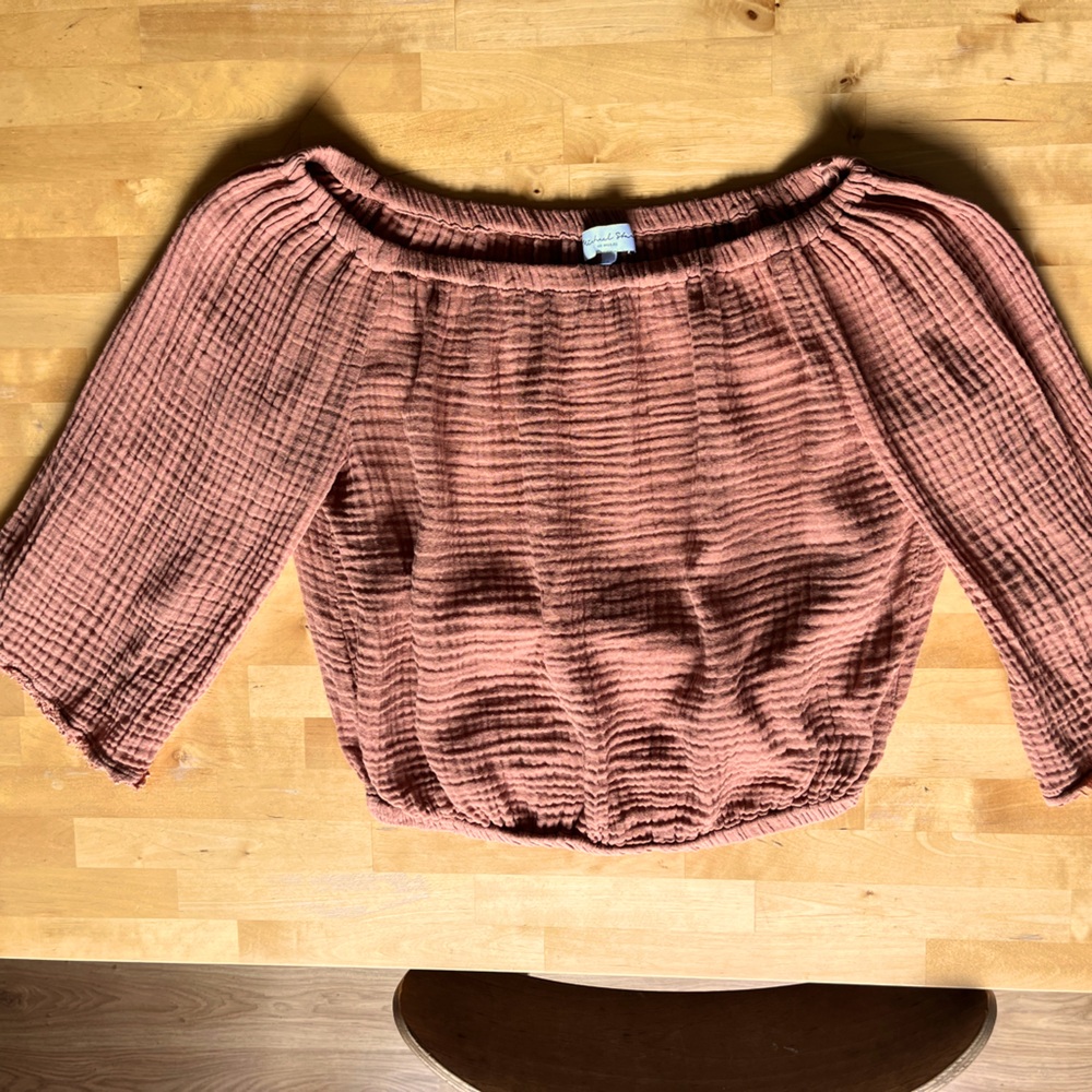 Michael Stars Isabel Terracotta Cotton Gauze Cropped Top Banded Waist Small